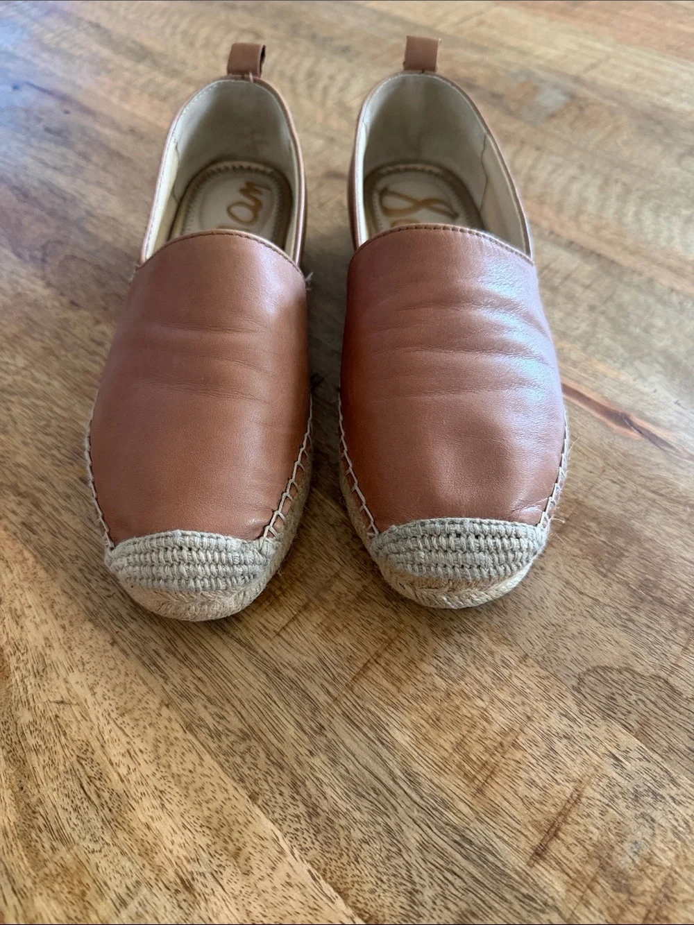 Sam Edelman Tan Leather Espadrille Slip-Ons